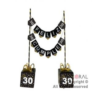 SET BANDERINES F/C DECORACION MESA 30 AOS X 1